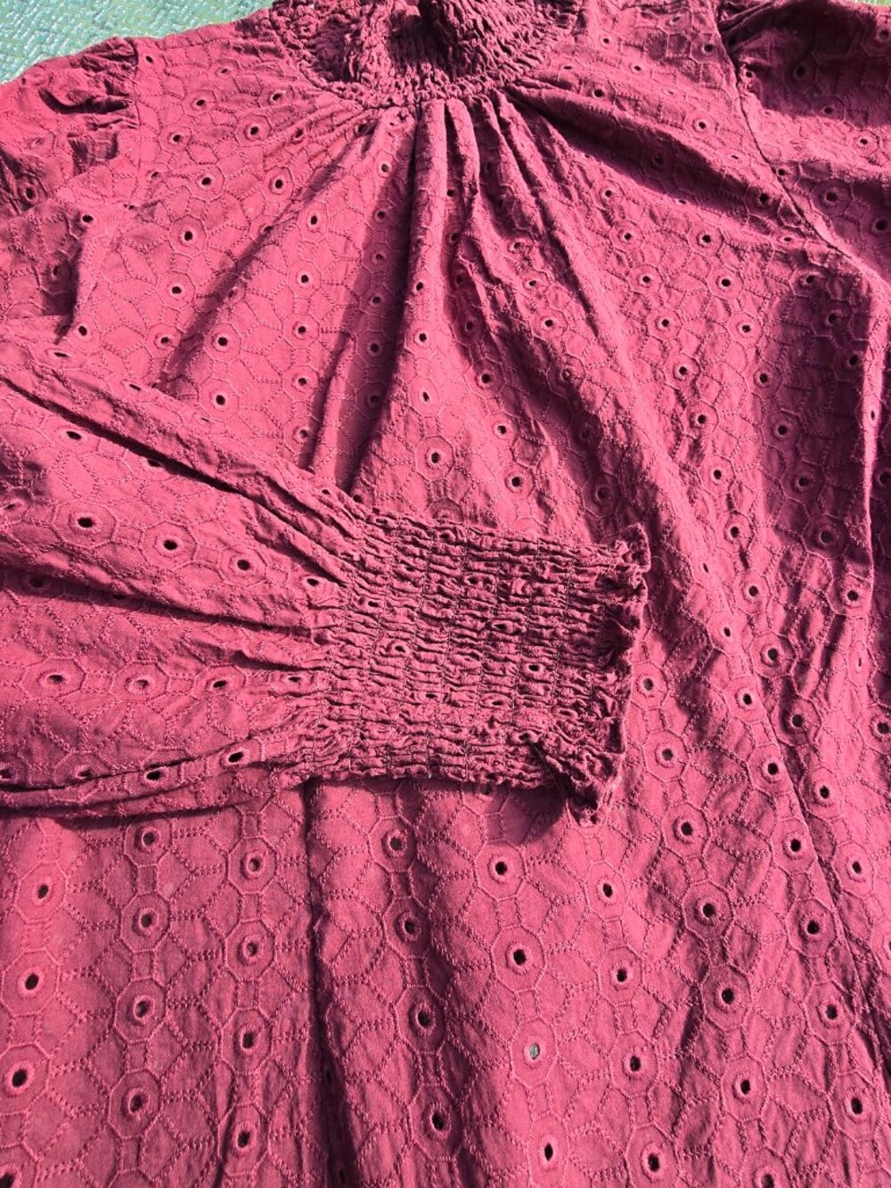 Veronica Beard Long Sleeved Smocked high neck blouse, size 4, VGUC - Picture 7 of 8